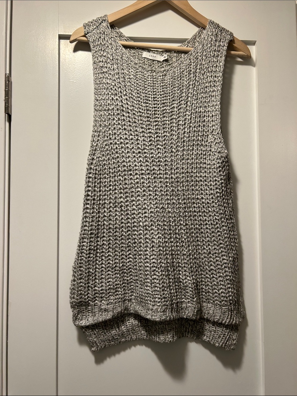 LUSH Marled Light Gray Knit Tank